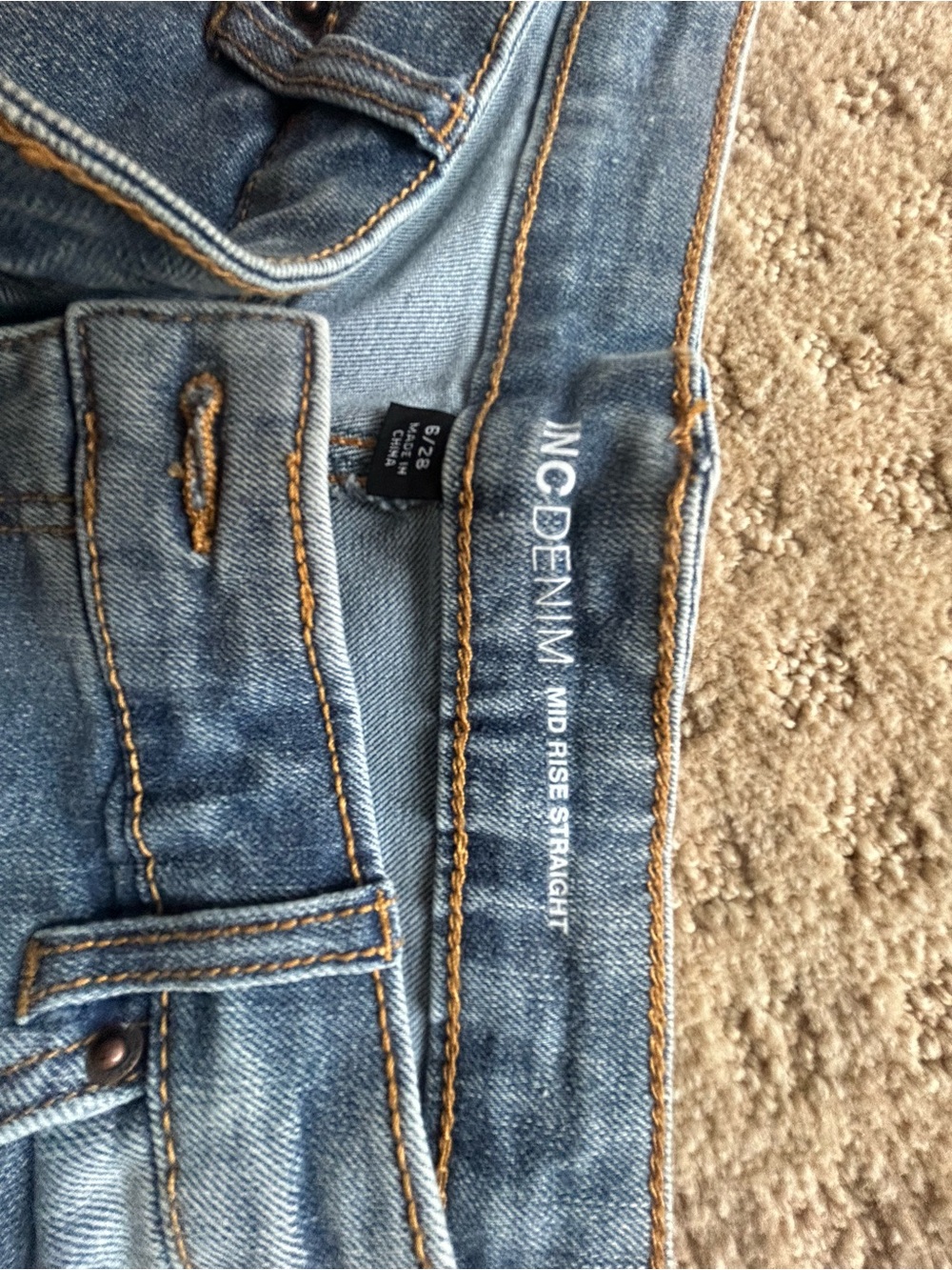 INC International Concepts Mid Rise Straight Blue Denim Jeans